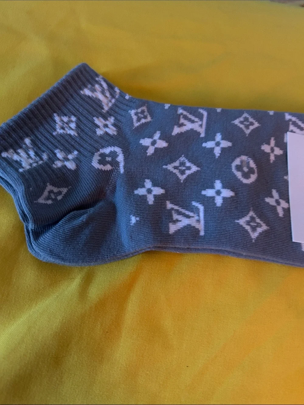 Louis Vuitton Gray and White Monogram Low-Cut Socks Average price $34